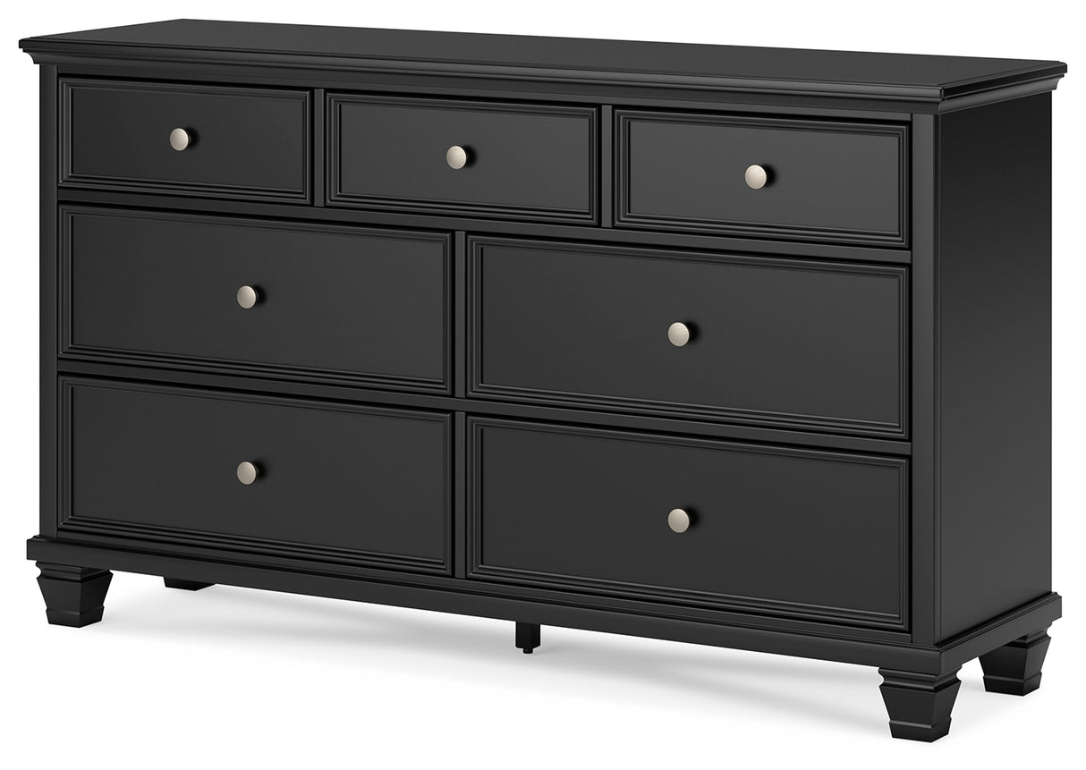 Lanolee Queen Panel Storage Bed with Dresser in Black from Ashley - Luna Furniture
