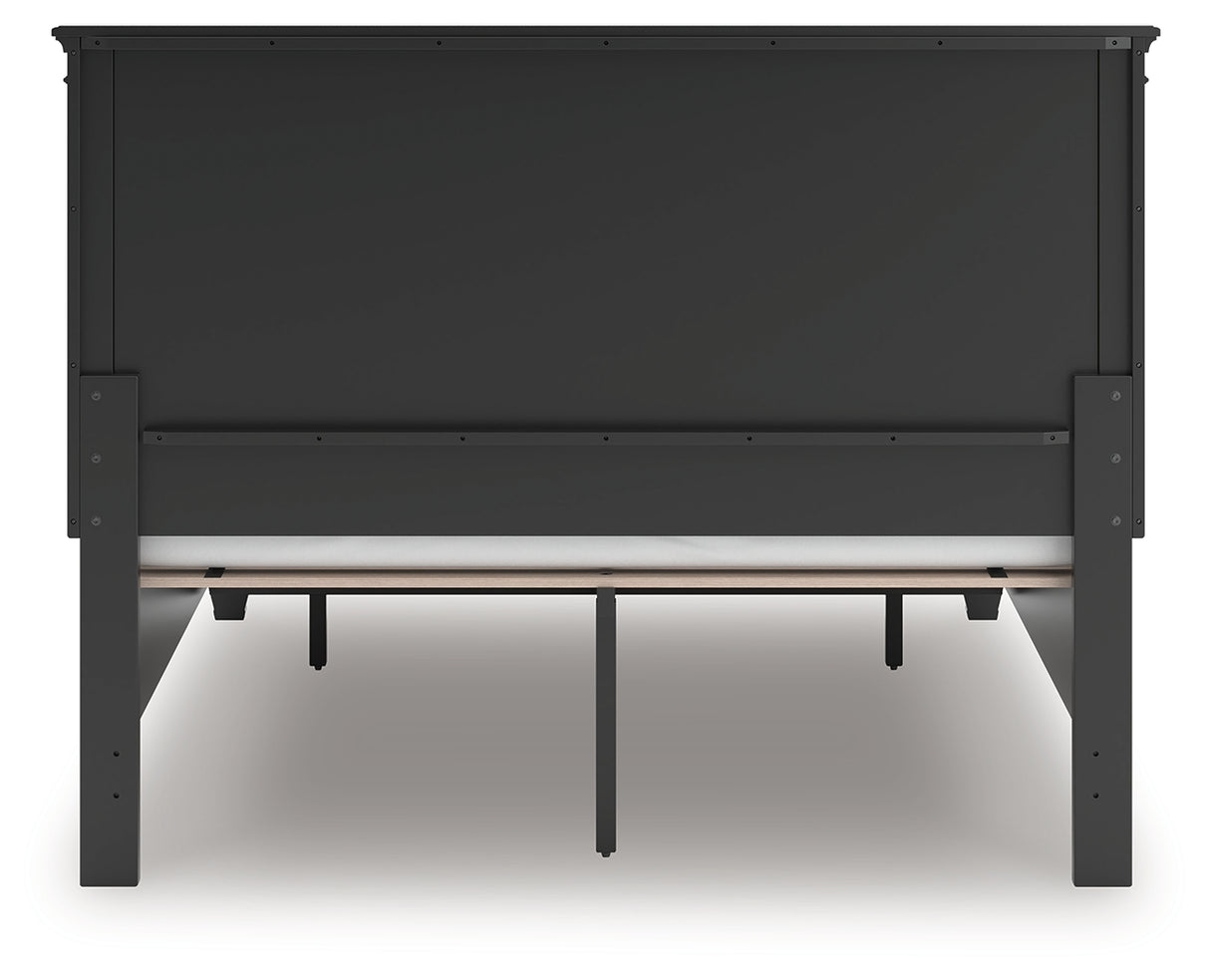 Lanolee Queen Panel Storage Bed with Mirrored Dresser and Nightstand in Black from Ashley Furniture - Luna Furniture