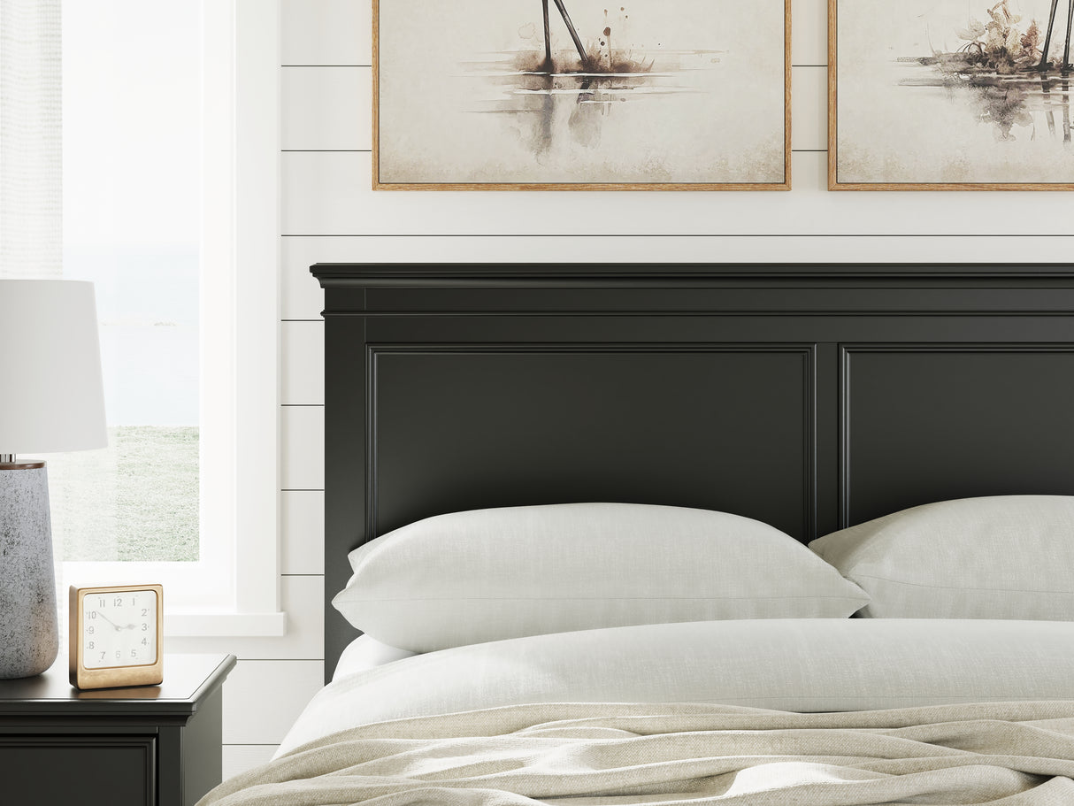 Lanolee Queen Panel Storage Bed with Mirrored Dresser and Nightstand in Black from Ashley Furniture - Luna Furniture