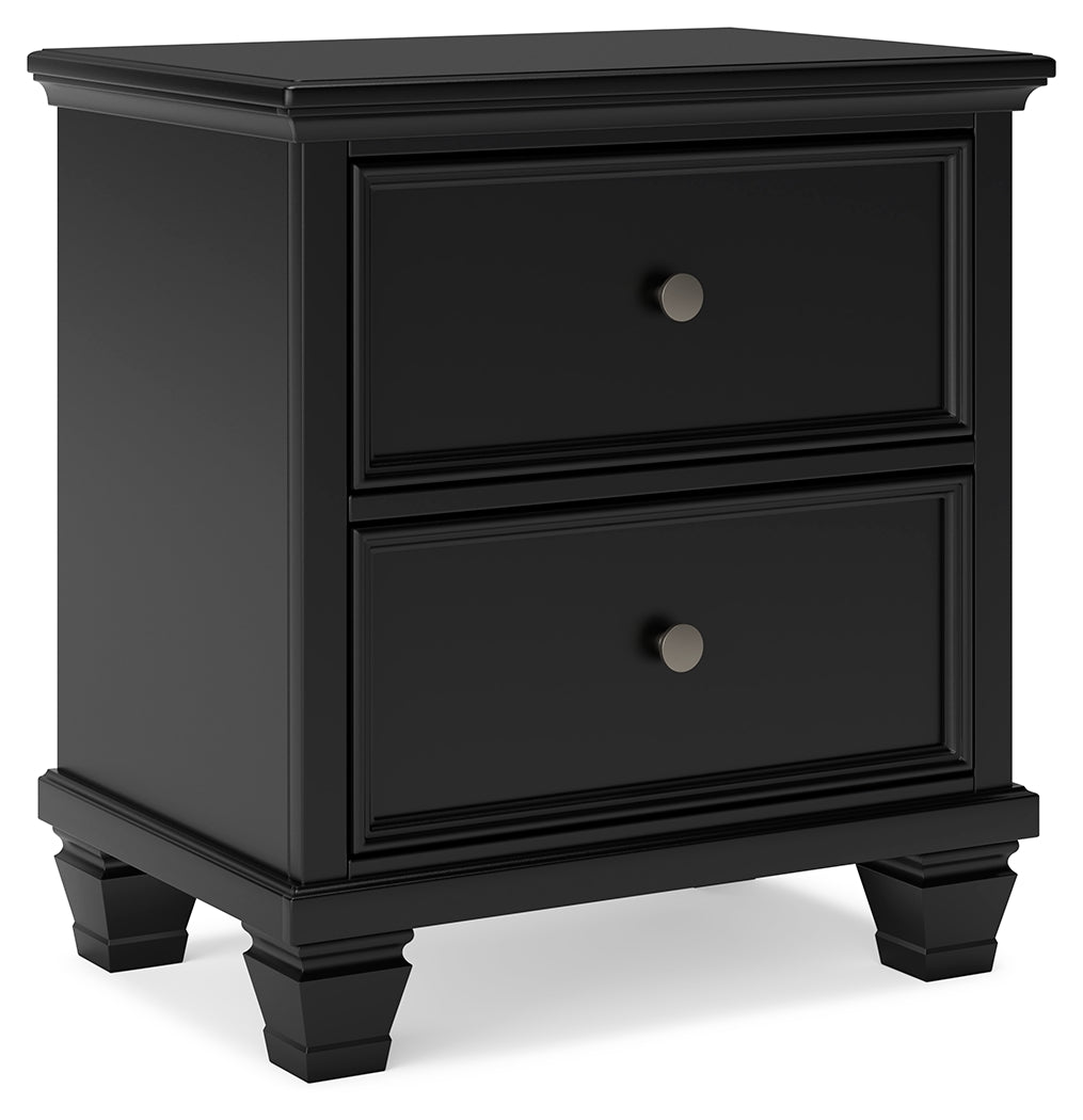 Lanolee Twin Panel Bed with Mirrored Dresser and Nightstand in Black from Ashley Furniture - Luna Furniture