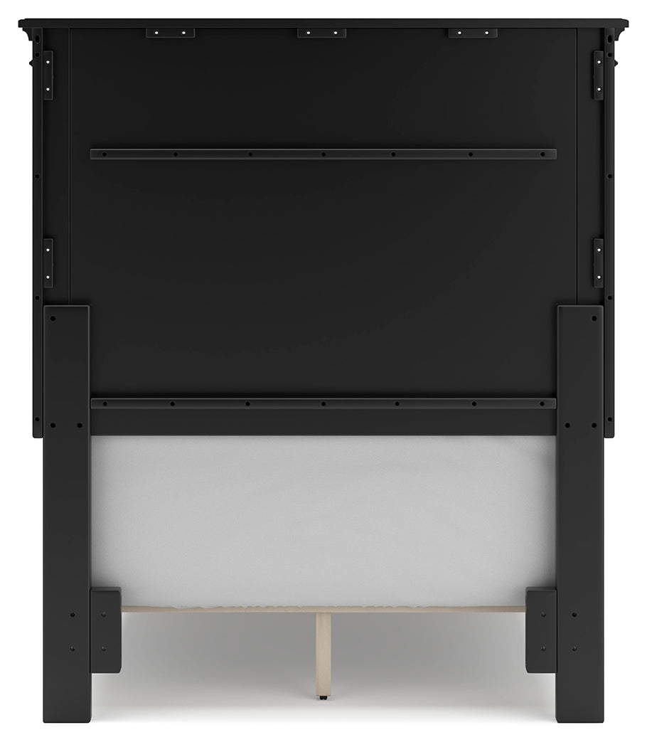 Lanolee Twin Panel Bed with Mirrored Dresser in Black from Ashley Furniture - Luna Furniture