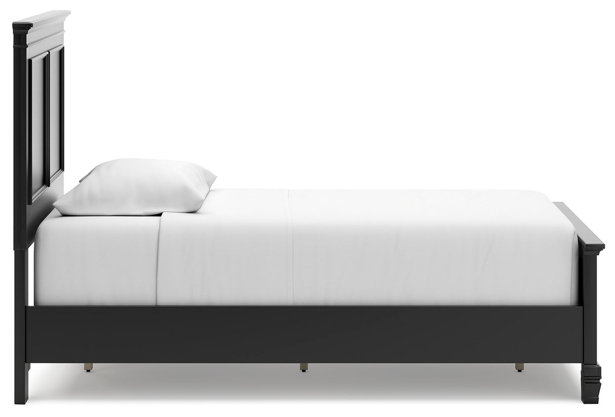 Lanolee Twin Panel Bed with Mirrored Dresser in Black from Ashley Furniture - Luna Furniture