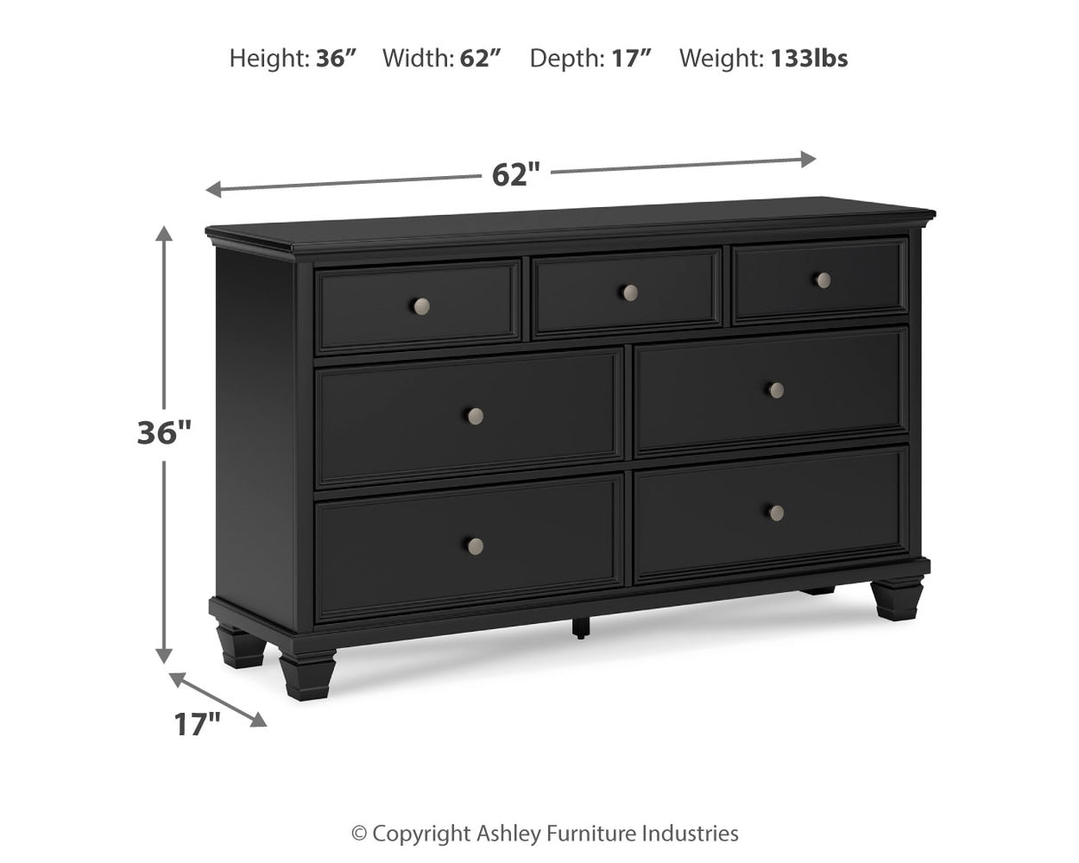 Lanolee Twin Panel Storage Bed with Dresser and Chest in Black from Ashley Furniture - Luna Furniture
