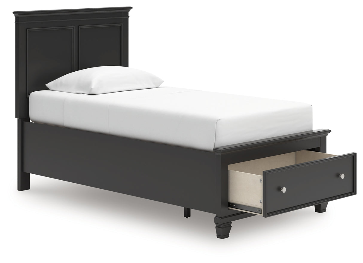Lanolee Twin Panel Storage Bed with Dresser and Chest in Black from Ashley Furniture - Luna Furniture