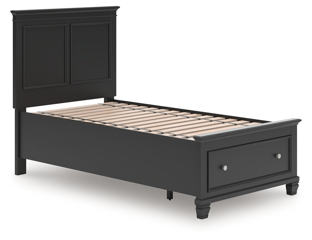 Lanolee Twin Panel Storage Bed with Dresser and Chest in Black from Ashley Furniture - Luna Furniture