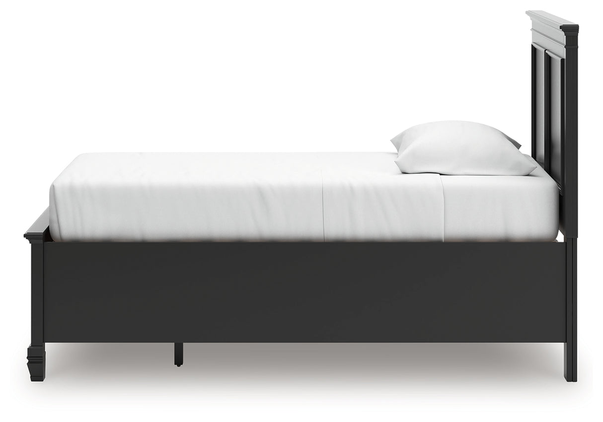 Lanolee Twin Panel Storage Bed with Dresser and Nightstand in Black from Ashley Furniture - Luna Furniture
