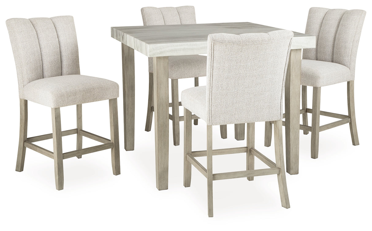 Larawyn Bisque Counter Height Dining Table and 4 Barstools from Ashley - Luna Furniture