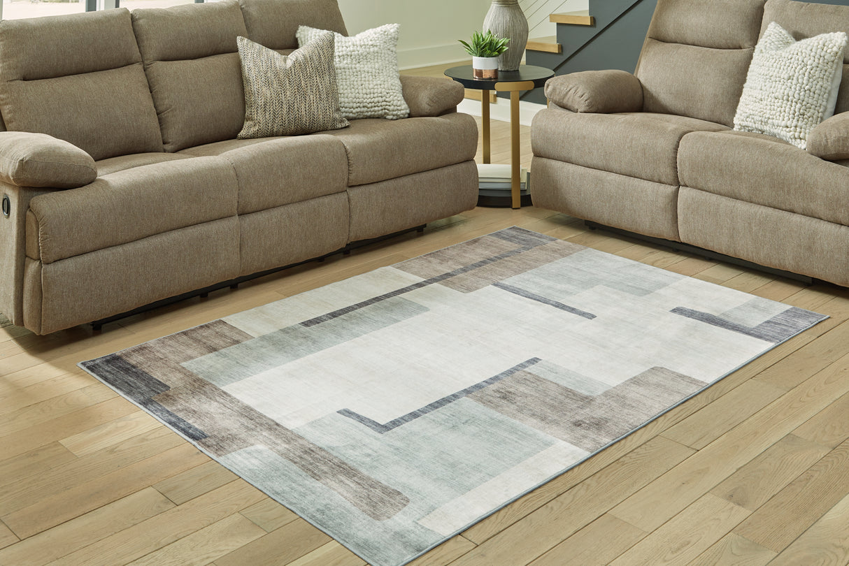 Larkport Cream/Brown/Gray Washable Medium Rug from Ashley - Luna Furniture
