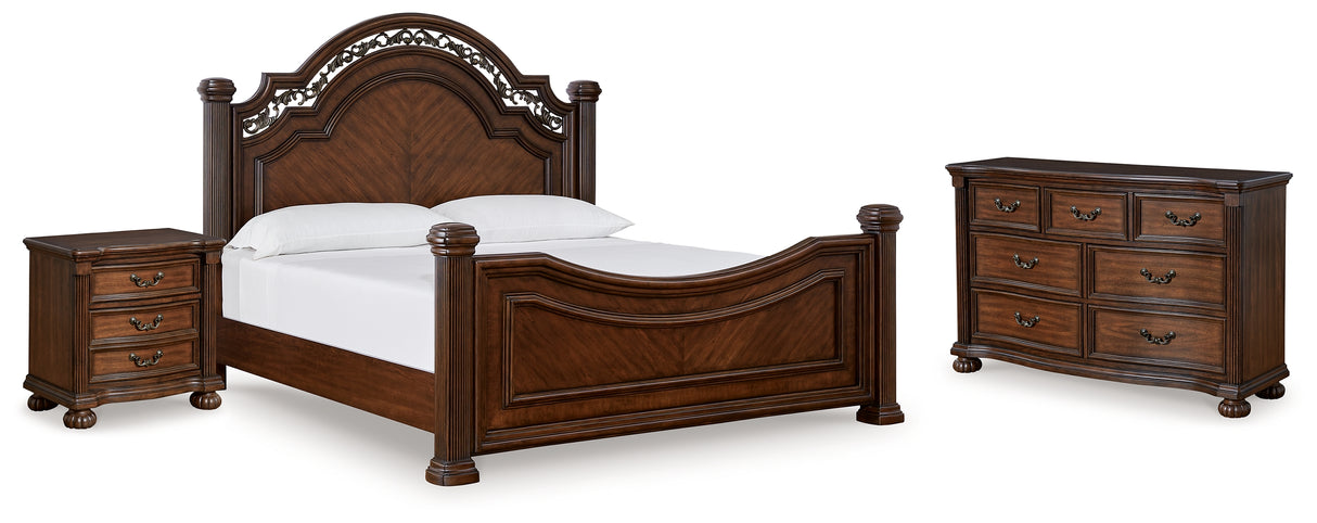 Lavinton California King Poster Bed with Dresser and Nightstand in Brown from Ashley - Luna Furniture