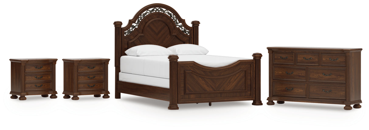 Lavinton Queen Poster Bed with Dresser and 2 Nightstands in Brown from Ashley - Luna Furniture