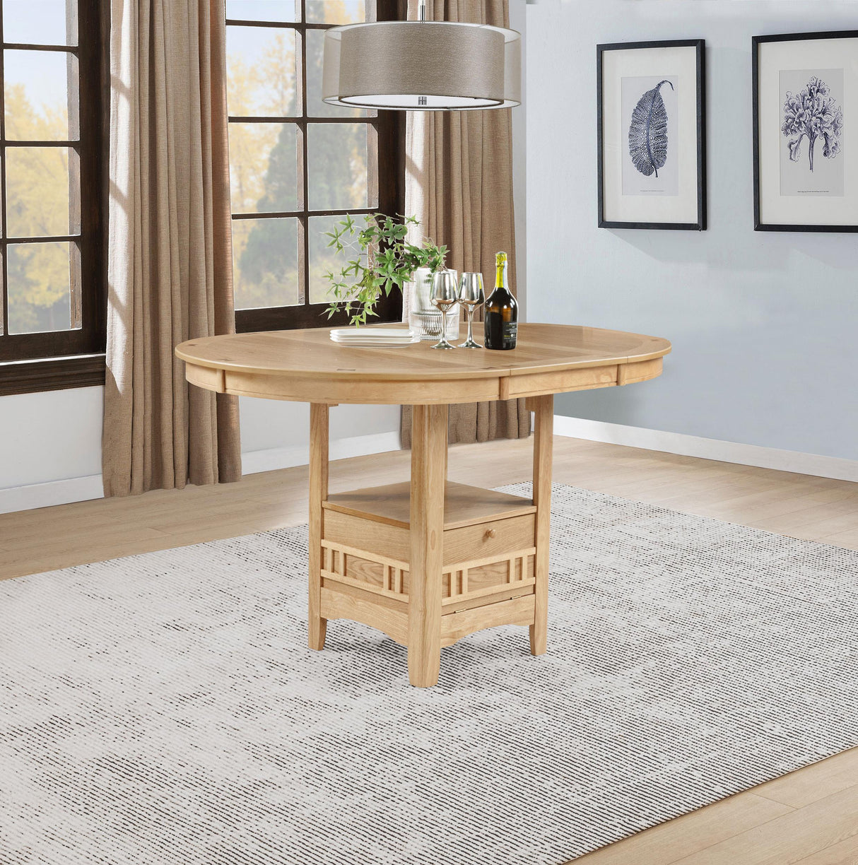 Lavon Light Oak Oval 60-inch Counter Height Extension Dining Table from Coaster - Luna Furniture