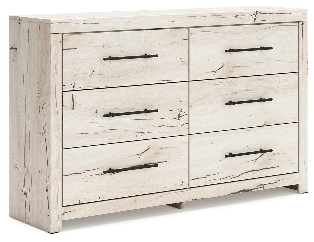Lawroy Full Panel Headboard with Mirrored Dresser in Light Natural from Ashley - Luna Furniture