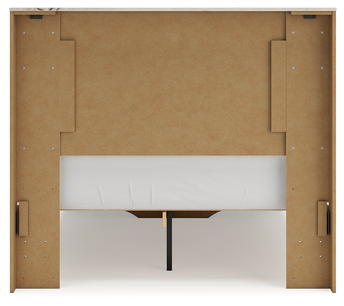 Lawroy Light Natural Twin Panel Bed with Storage with Mirrored Dresser and Chest from Ashley - Luna Furniture