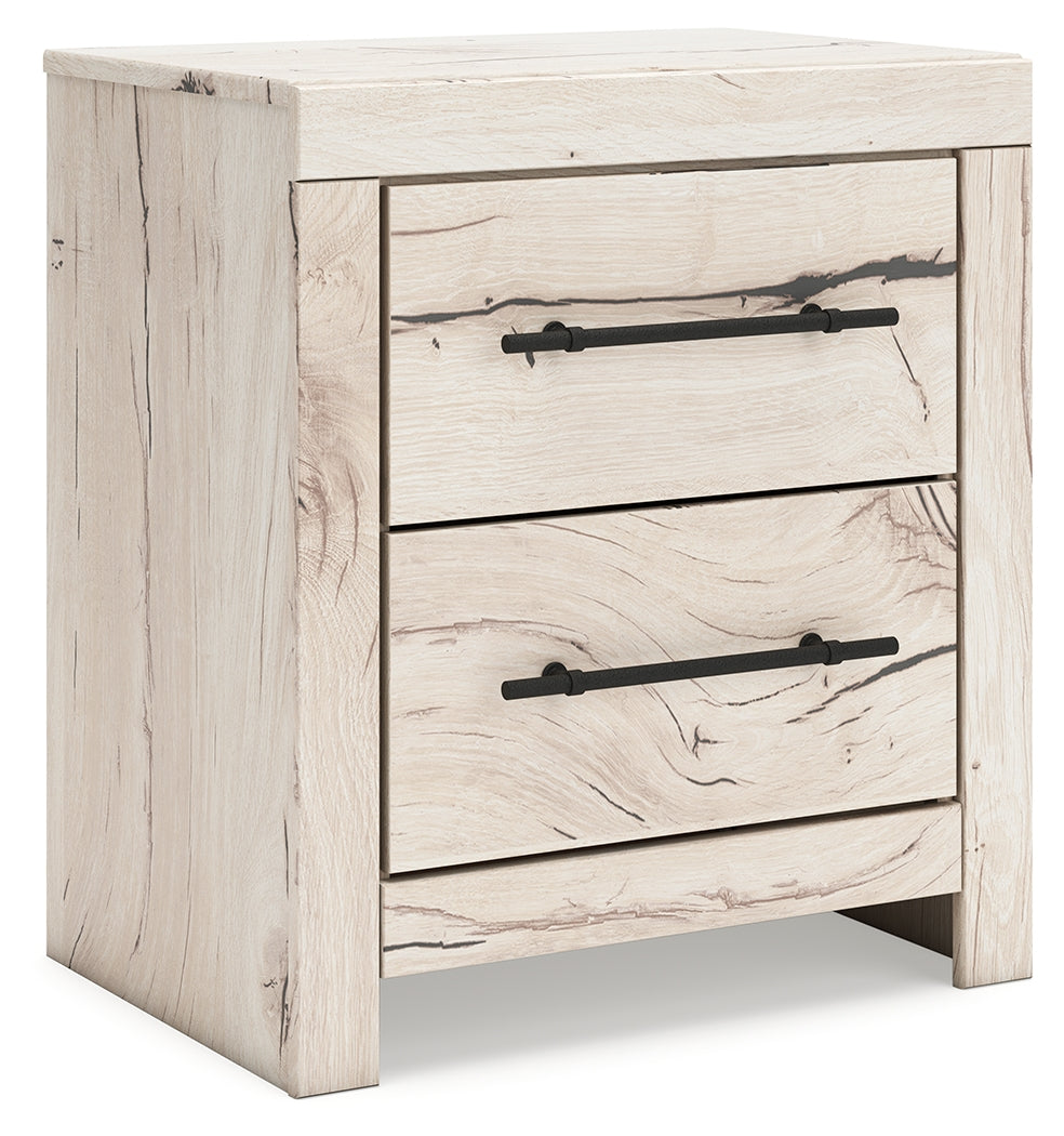 Lawroy Light Natural Twin Panel Bed with Storage with Mirrored Dresser and Chest from Ashley - Luna Furniture