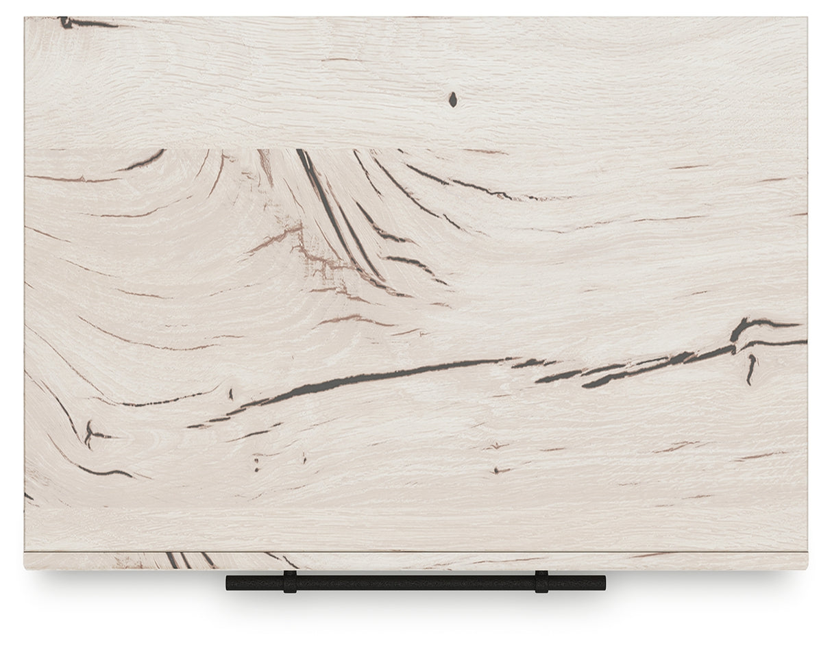 Lawroy Light Natural Twin Panel Bed with Storage with Mirrored Dresser and Chest from Ashley - Luna Furniture
