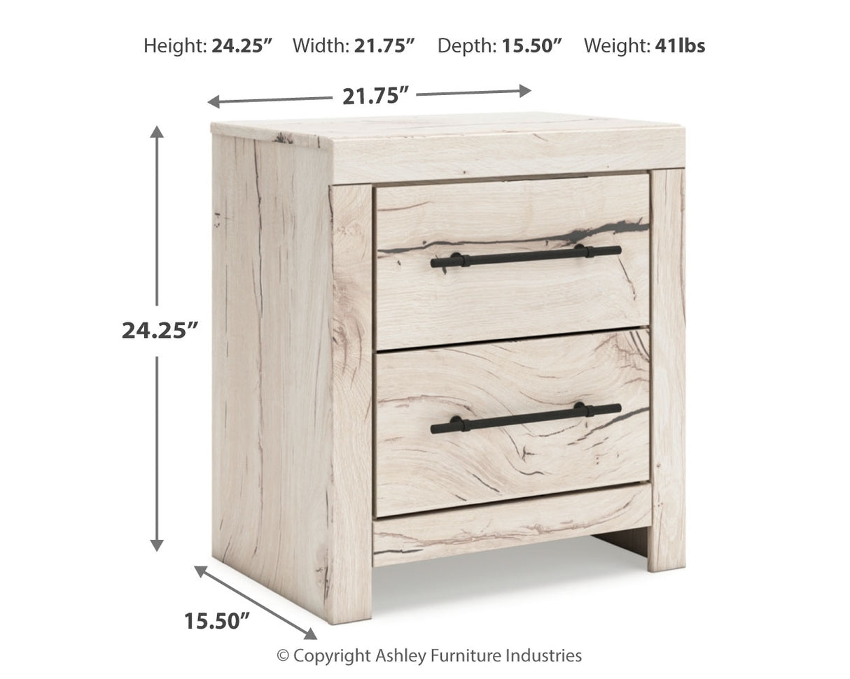 Lawroy Light Natural Twin Panel Bed with Storage with Mirrored Dresser and Chest from Ashley - Luna Furniture