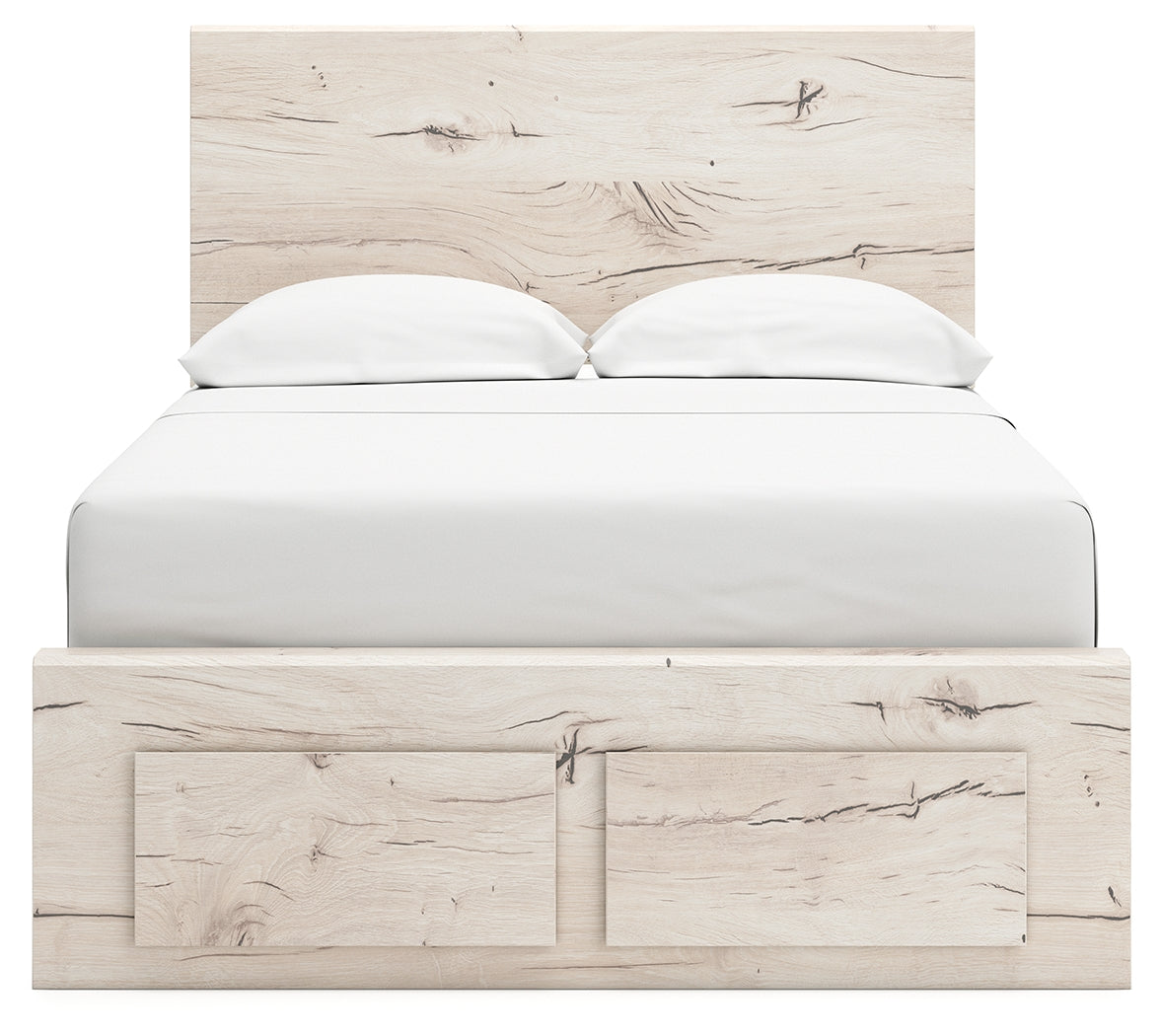 Lawroy Light Natural Full Panel Storage Bed with Mirrored Dresser and Chest from Ashley Furniture - Luna Furniture