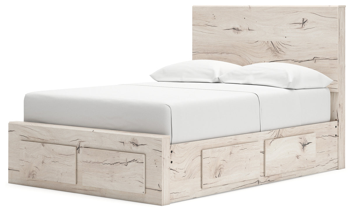 Lawroy Light Natural Full Panel Storage Bed with Mirrored Dresser and Chest from Ashley Furniture - Luna Furniture