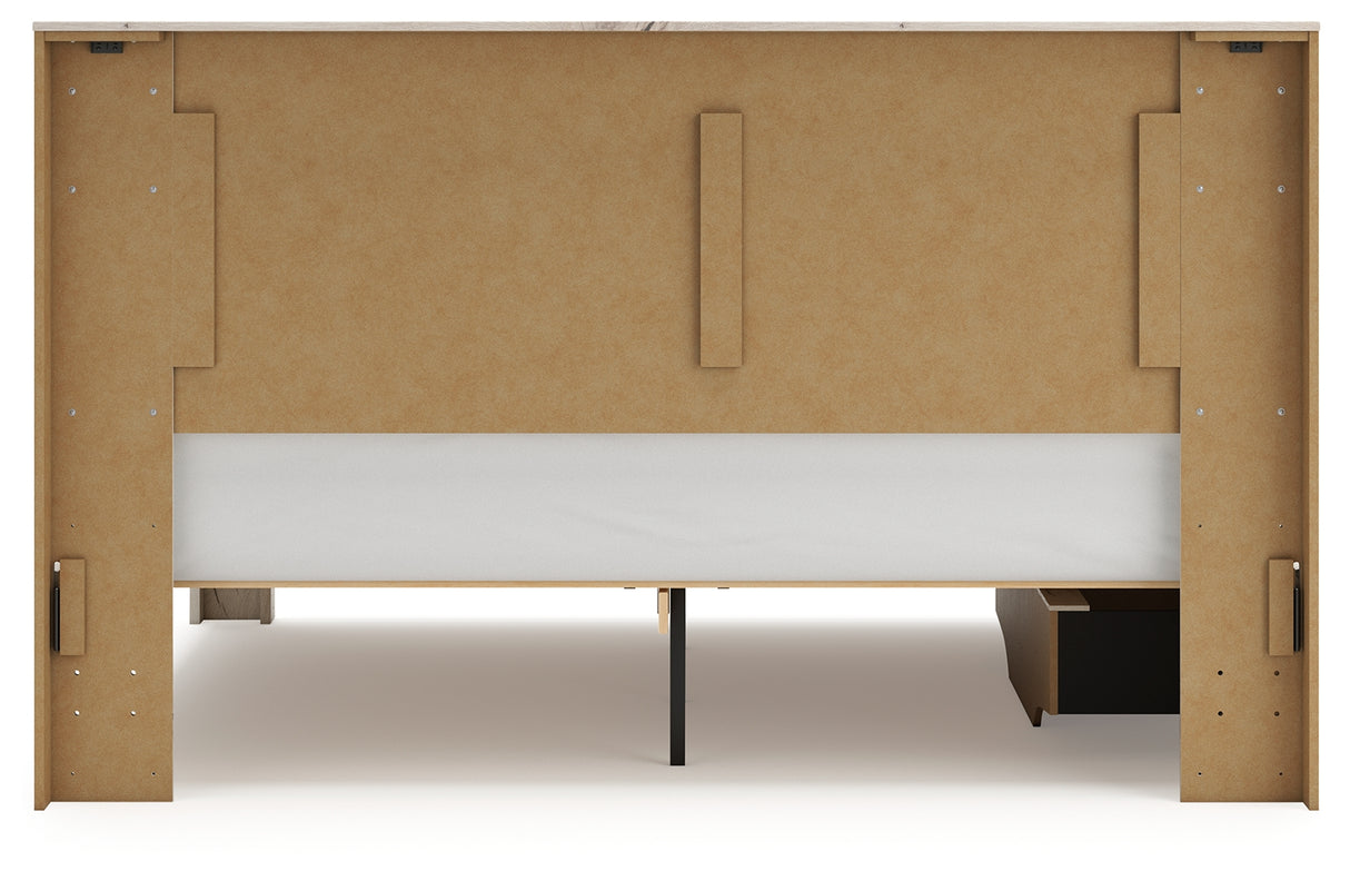 Lawroy Light Natural King Panel Bed with 2 Nightstands from Ashley - Luna Furniture
