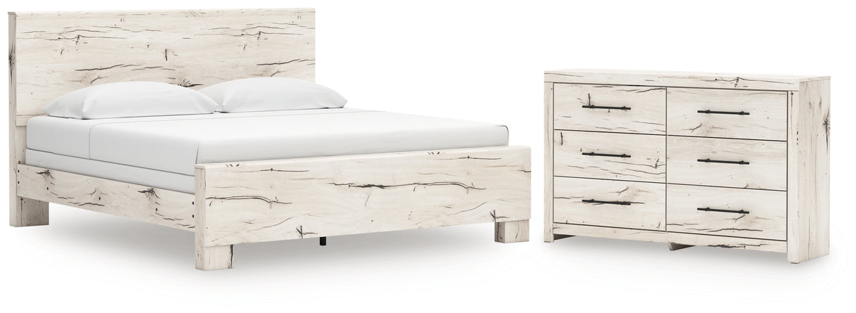 Lawroy King Panel Bed with Dresser in Light Natural from Ashley - Luna Furniture