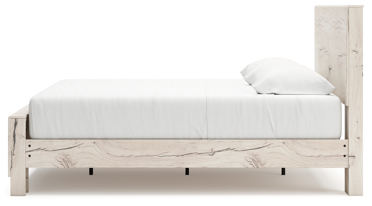 Lawroy Light Natural King Panel Bed with Mirrored Dresser, Chest and 2 Nightstands from Ashley - Luna Furniture