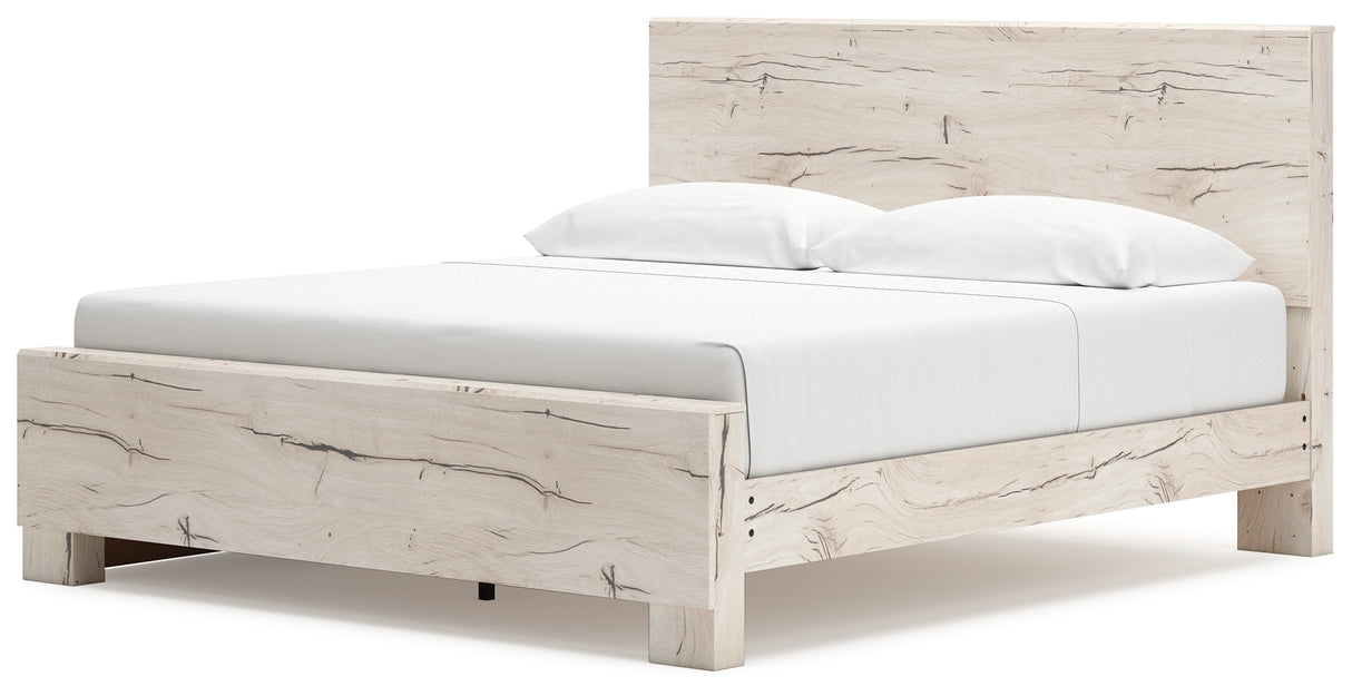 Lawroy Light Natural King Panel Bed with Mirrored Dresser, Chest and 2 Nightstands from Ashley - Luna Furniture