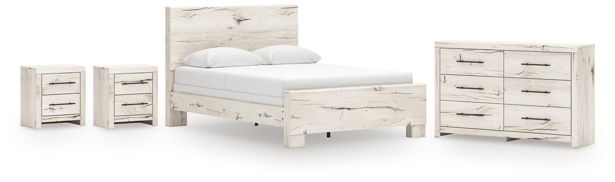 Lawroy Queen Panel Bed with Dresser and 2 Nightstands in Light Natural from Ashley - Luna Furniture