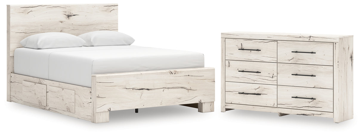 Lawroy Light Natural Queen Panel Bed with Dresser from Ashley - Luna Furniture