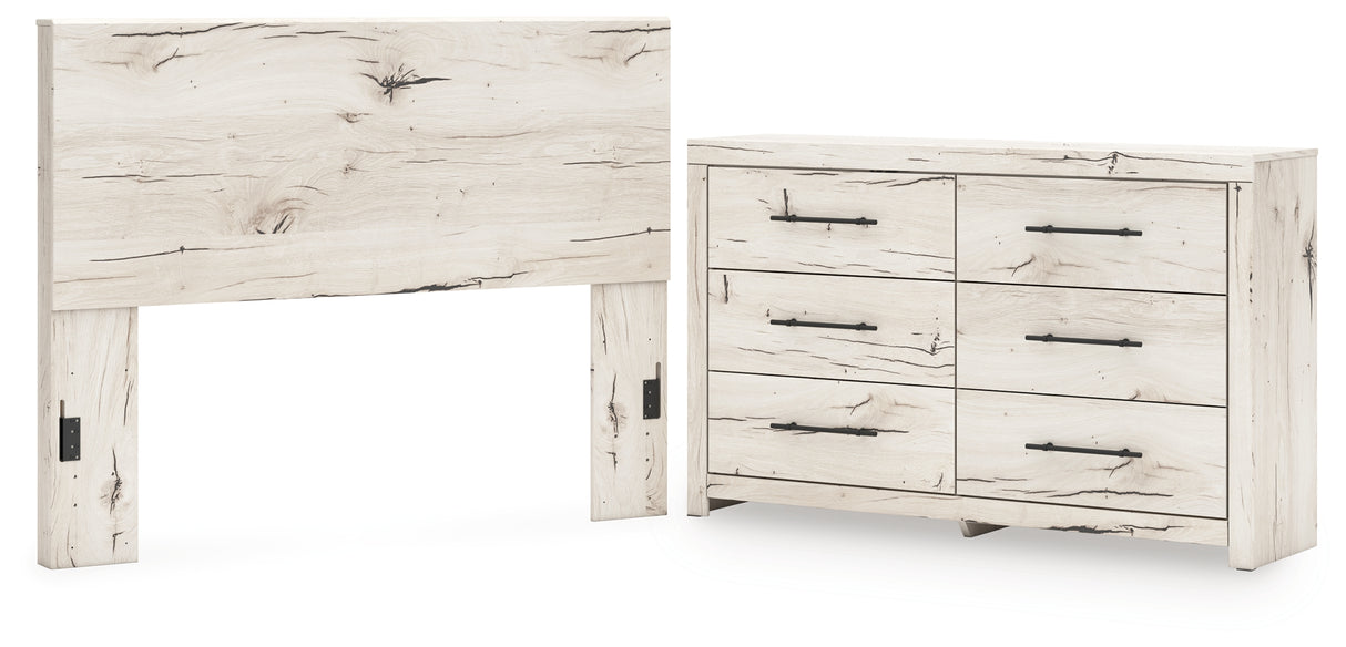Lawroy Queen Panel Headboard with Dresser in Light Natural from Ashley - Luna Furniture