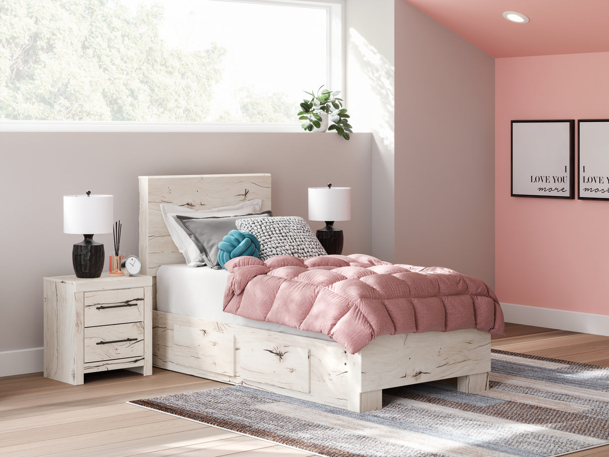 Lawroy Light Natural Twin Panel Bed with Dresser and 2 Nightstands from Ashley - Luna Furniture
