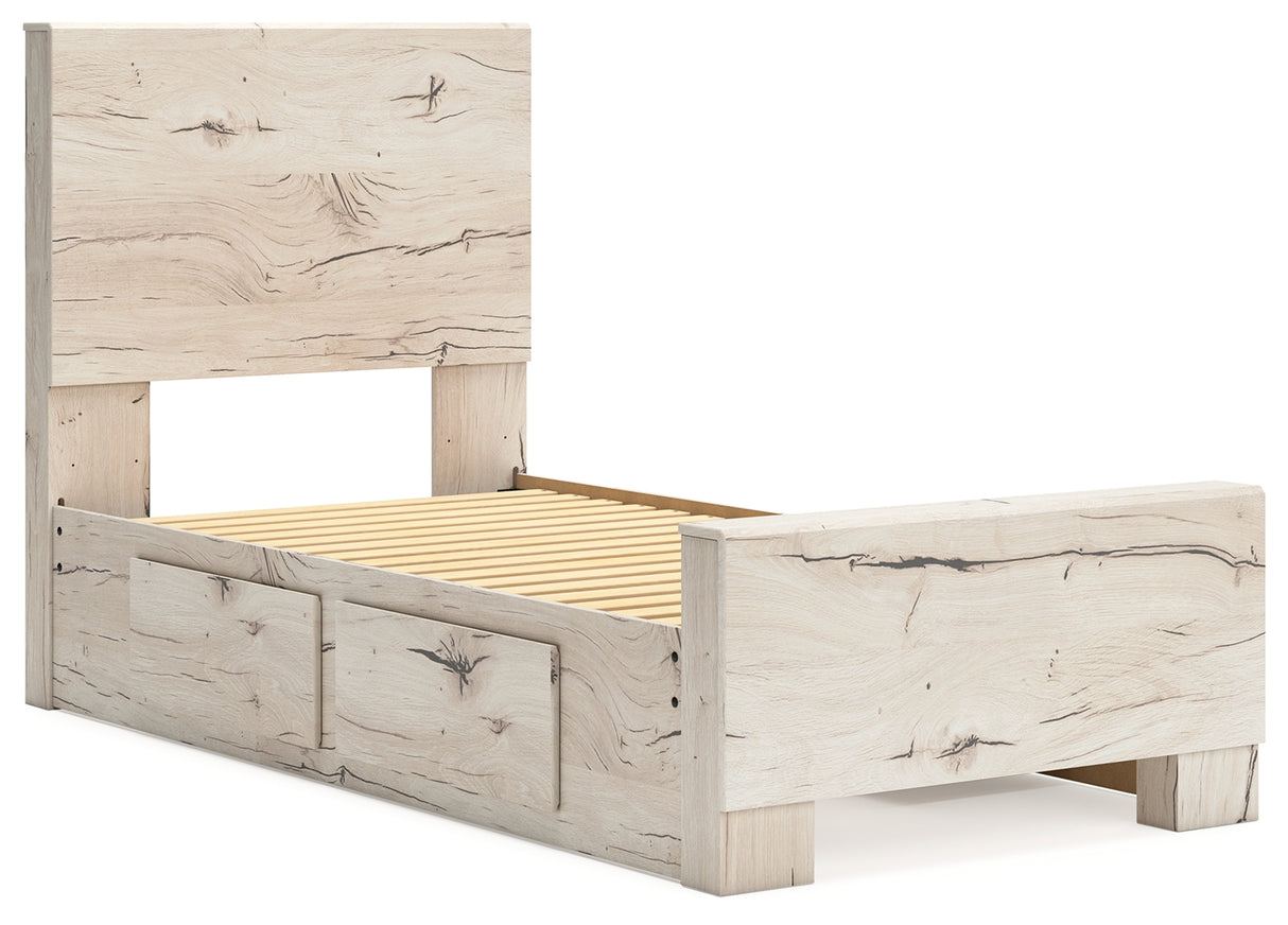 Lawroy Light Natural Twin Panel Bed with Dresser from Ashley - Luna Furniture