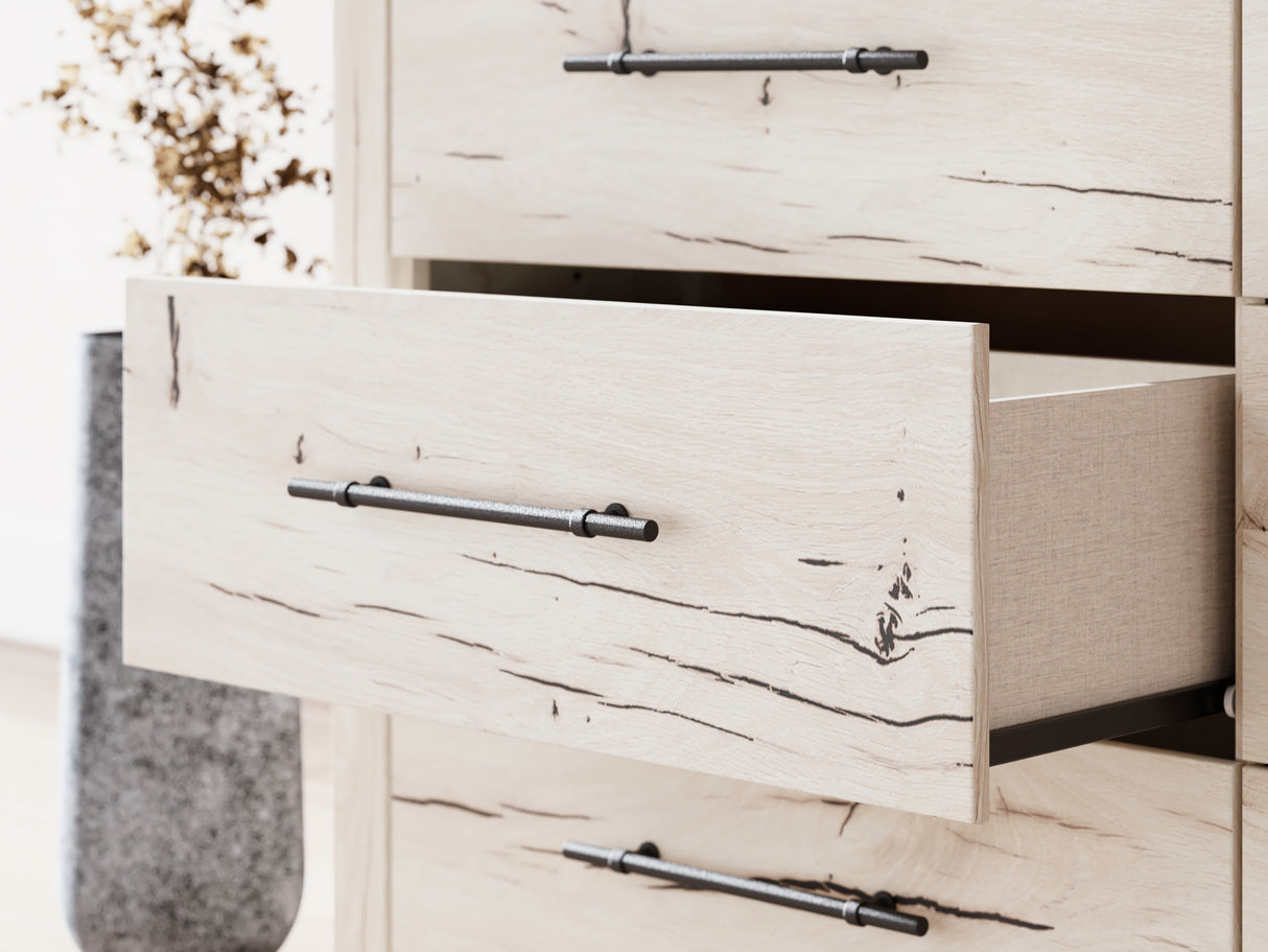 Lawroy Light Natural Twin Panel Bed with Dresser from Ashley - Luna Furniture