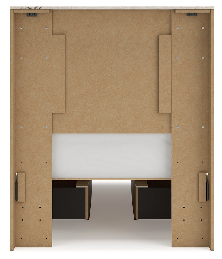 Lawroy Light Natural Twin Panel Bed with Mirrored Dresser, Chest and 2 Nightstands from Ashley - Luna Furniture