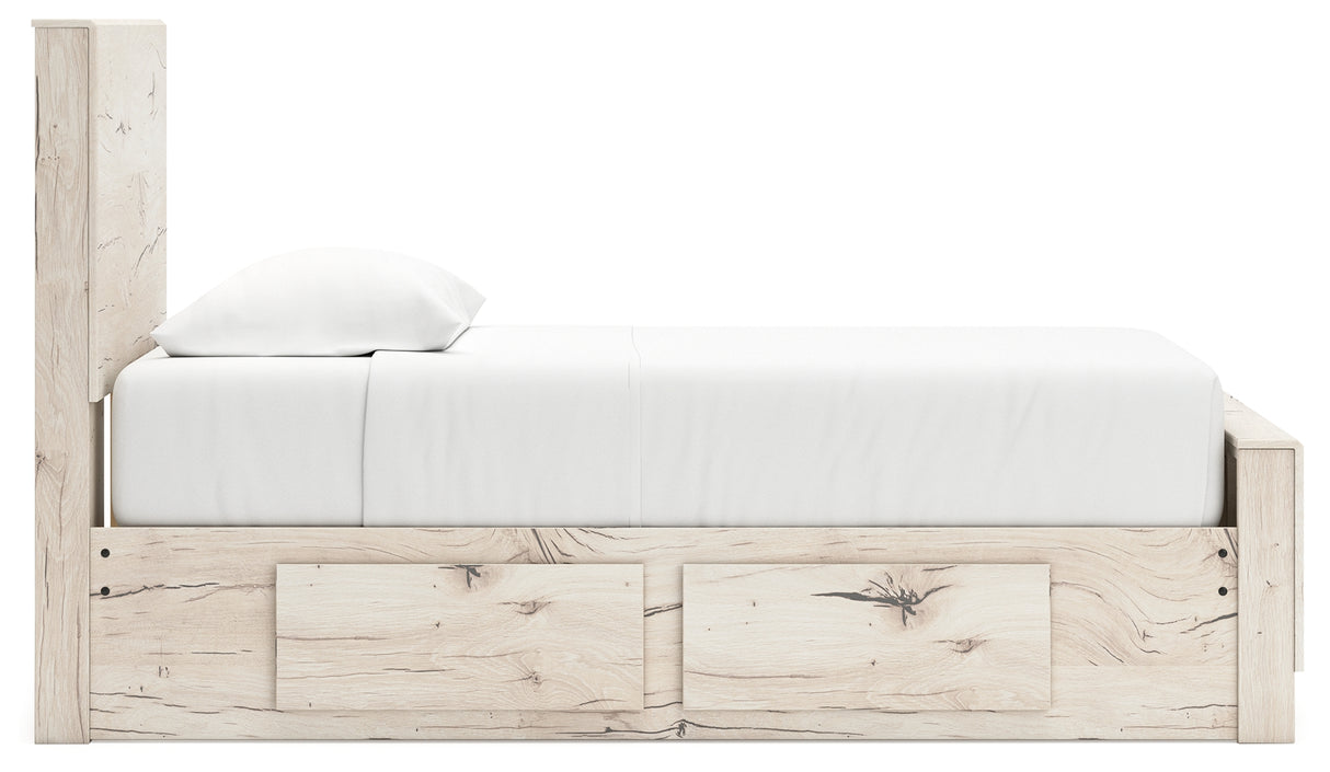 Lawroy Twin Panel Bed with Nightstand in Light Natural from Ashley - Luna Furniture
