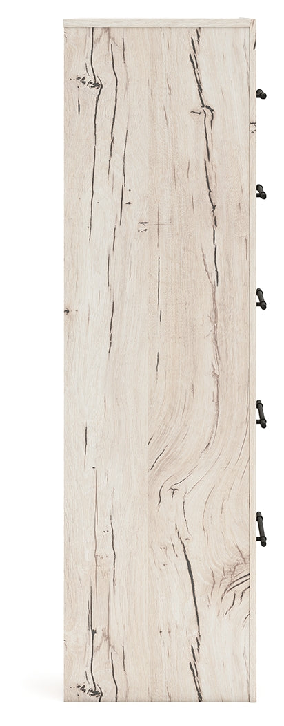 Lawroy Light Natural Twin Panel Bed with Storage with Mirrored Dresser and Chest from Ashley Furniture - Luna Furniture