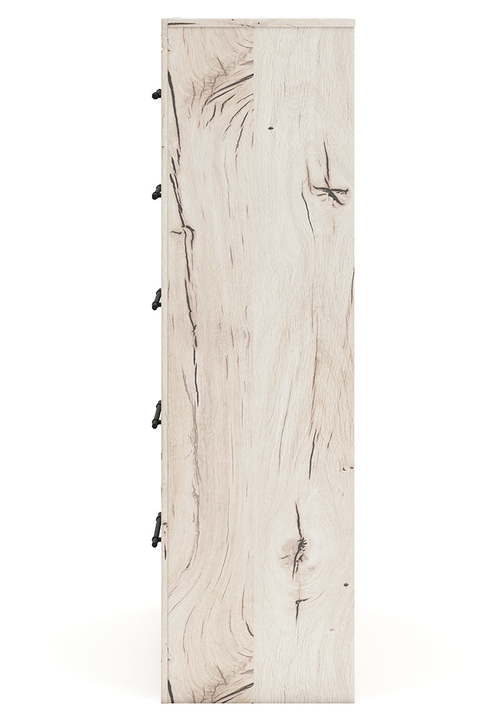 Lawroy Light Natural Twin Panel Bed with Storage with Mirrored Dresser and Chest from Ashley Furniture - Luna Furniture