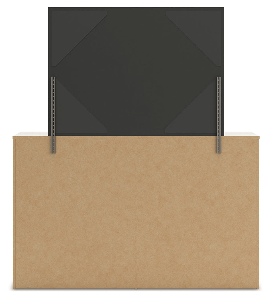 Lawroy Twin Panel Headboard with Mirrored Dresser, Chest and Nightstand in Light Natural from Ashley - Luna Furniture