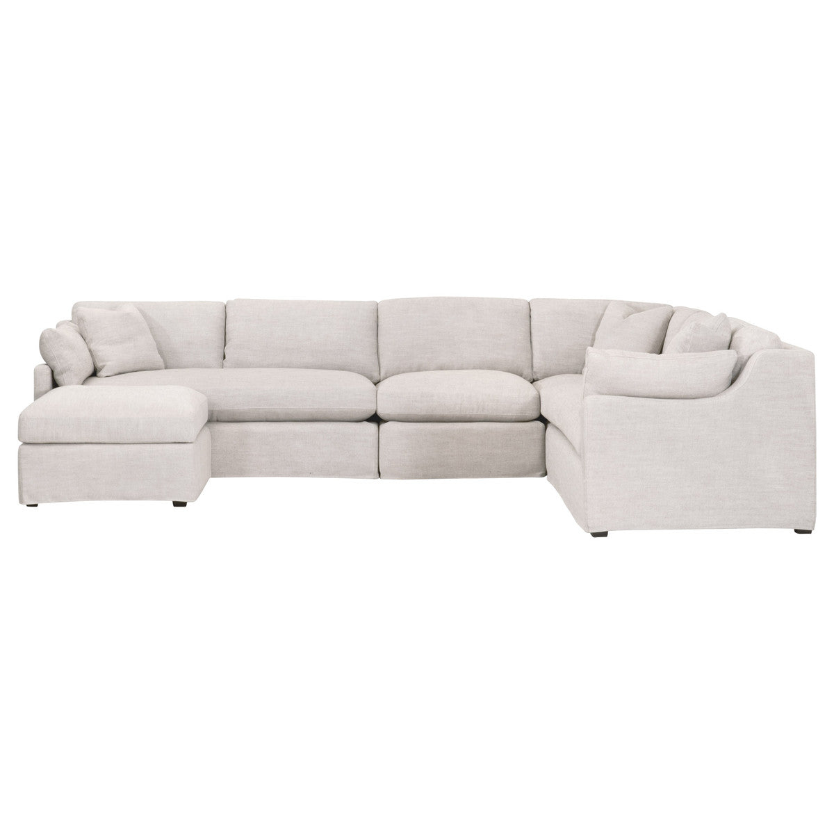 Lena Modular Slipcover Ottoman in Bisque, Espresso from Essentials For Living - Luna Furniture