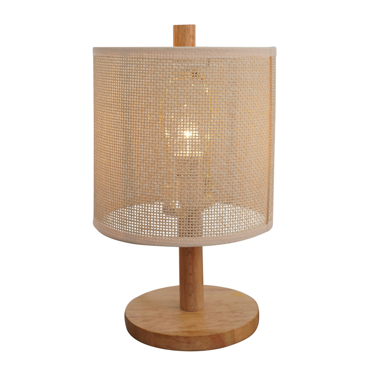 Levio Table Lamp, Natural Oak Wooden Base with Linen Shade from Ashcroft Furniture - Luna Furniture