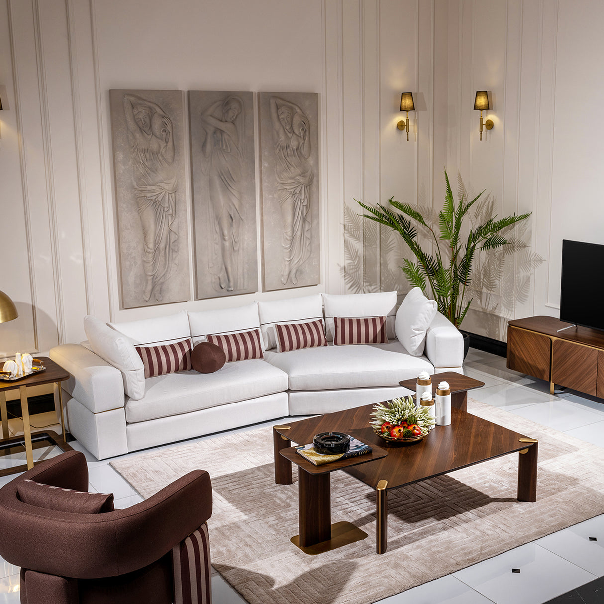 Amora Eggshell Walnut 2 Pc Sofa Oatmeal Eggshell Walnut from Michael Amini - Luna Furniture