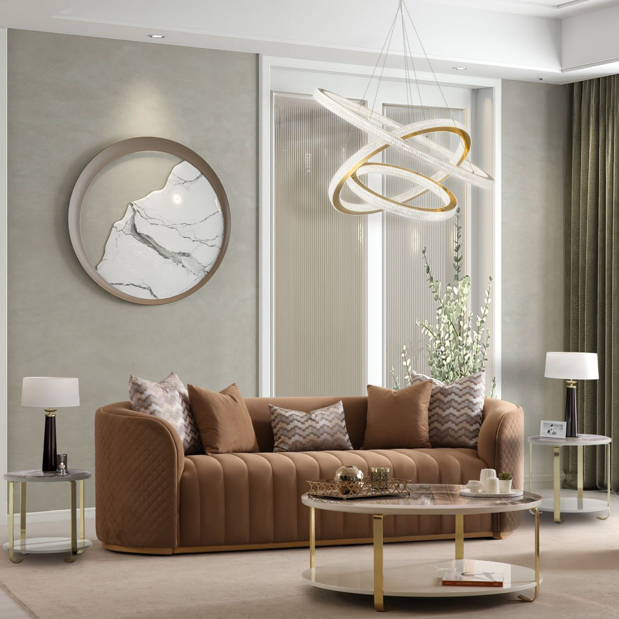Ariana Gold Sofa Caramel Gold from Michael Amini - Luna Furniture
