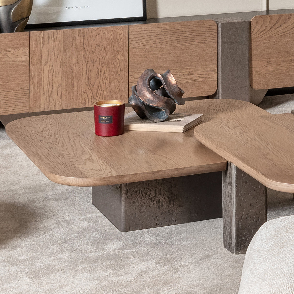 Bristol Point Saddle Brown Cocktail Table Medium 2pc Saddle Brown from Michael Amini - Luna Furniture