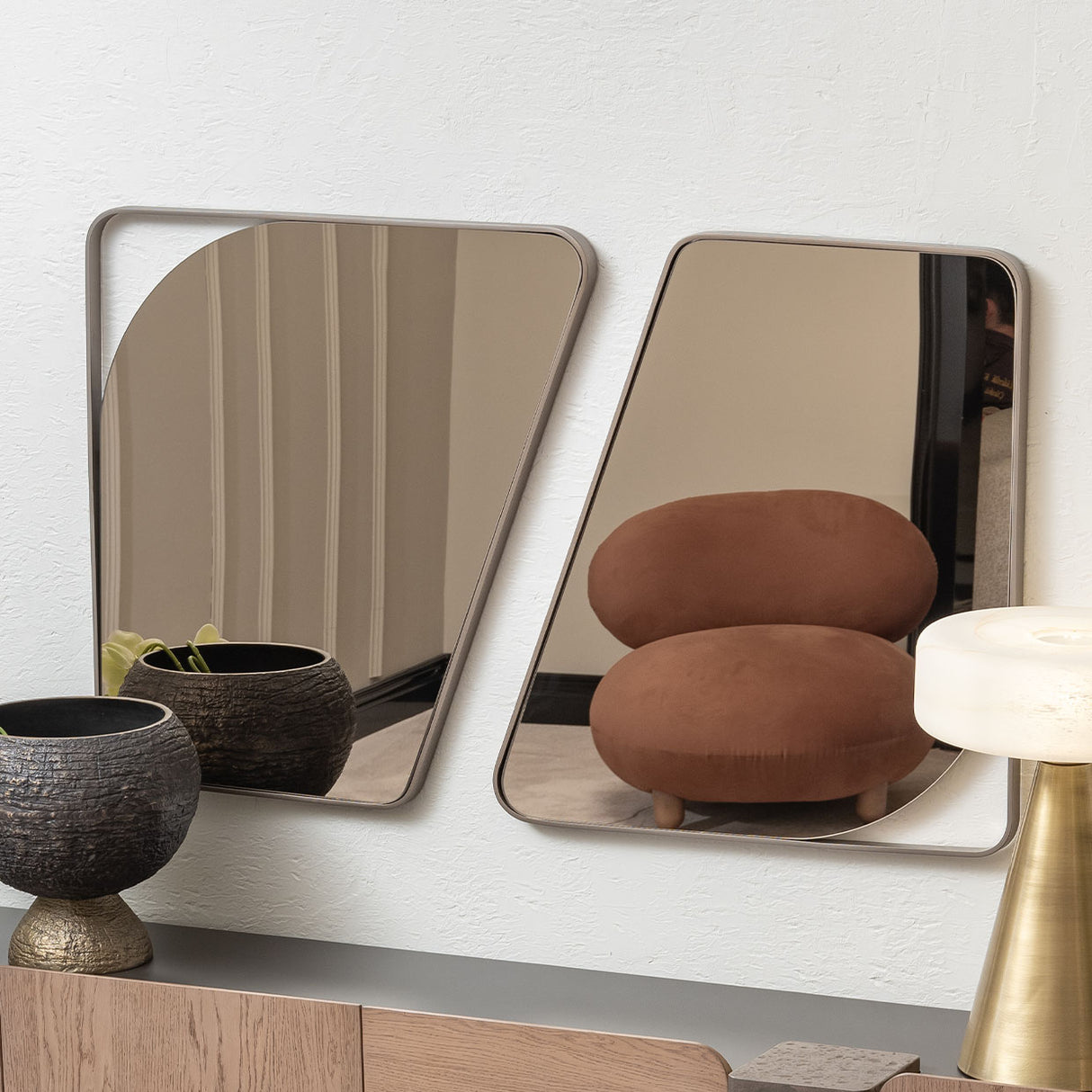 Bristol Point Saddle Brown Wall Mirror from Michael Amini - Luna Furniture
