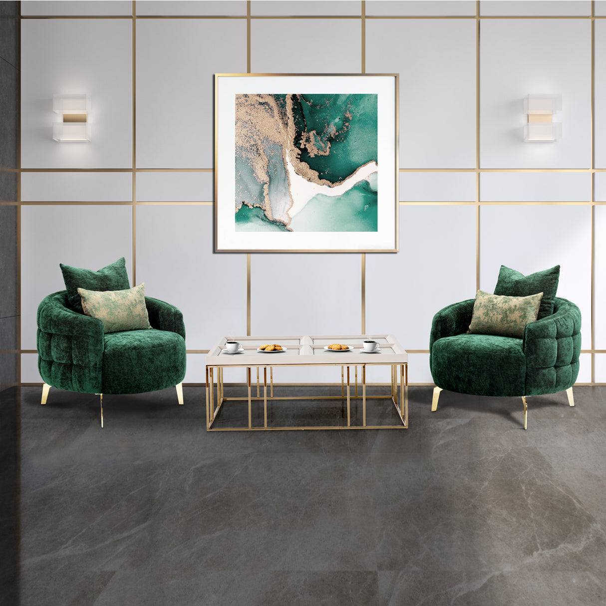 Celine Gold Chair Emerald Gold from Michael Amini - Luna Furniture
