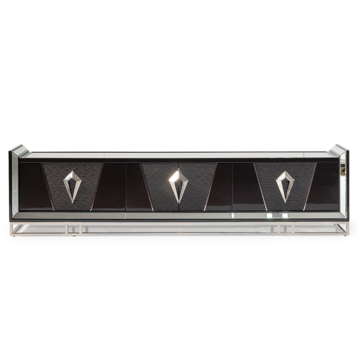 Carmela Glossy Charcoal Sand Media Cabinet from Michael Amini - Luna Furniture