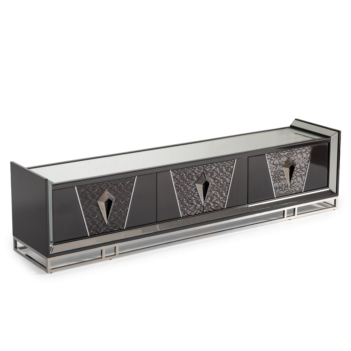 Carmela Glossy Charcoal Sand Media Cabinet from Michael Amini - Luna Furniture
