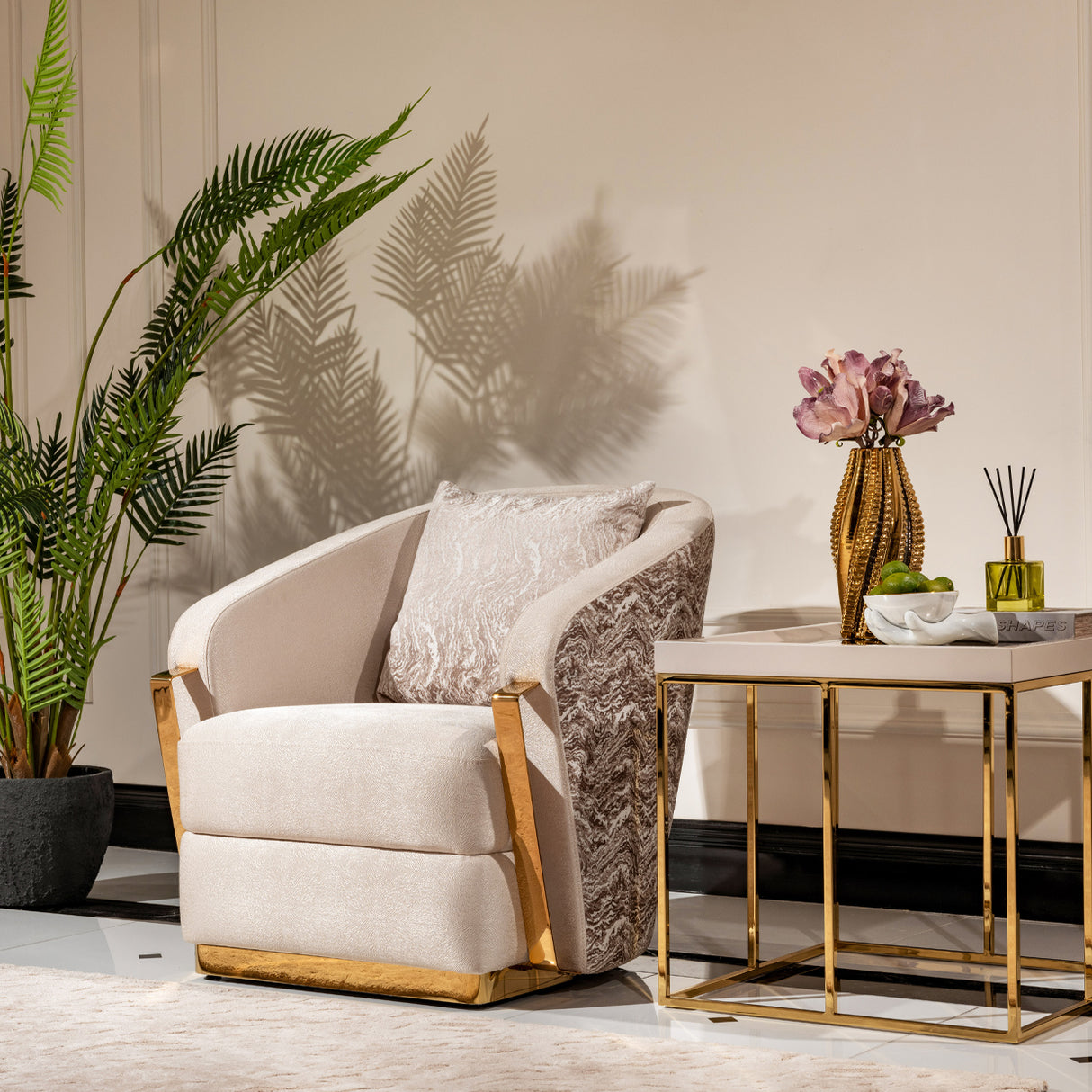 Carmela Gold Accent Chair from Michael Amini - Luna Furniture