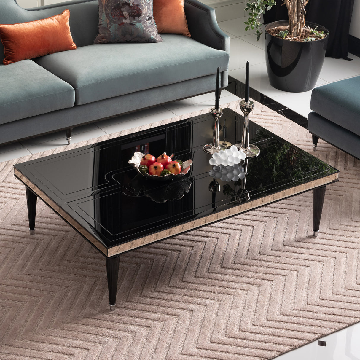 La Francaise Black Cocktail Table - Black Ice from Michael Amini - Luna Furniture