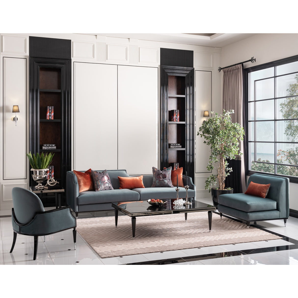 La Francaise Black Side Table - Black Ice from Michael Amini - Luna Furniture