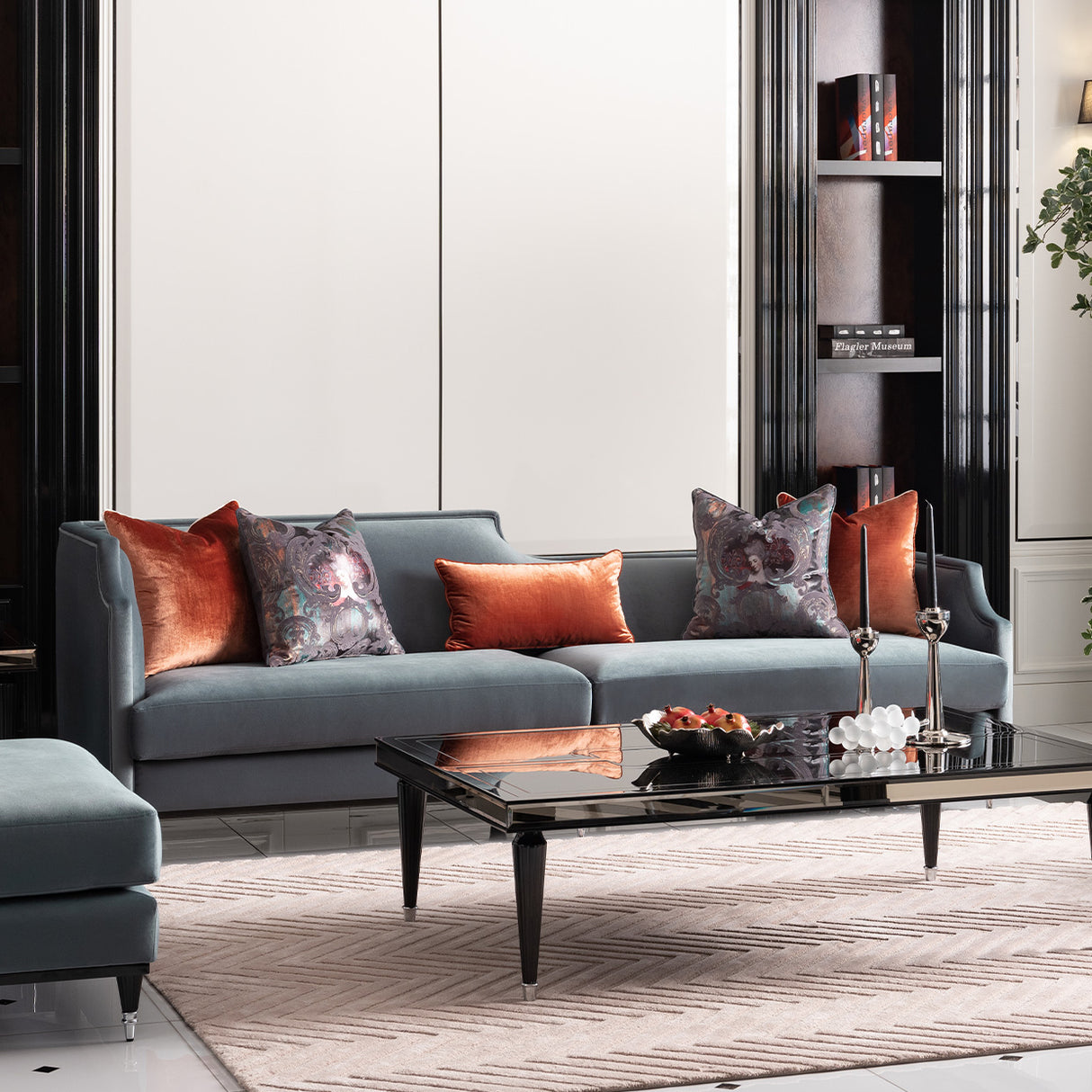 La Francaise Black Mansion Sofa - Azure from Michael Amini - Luna Furniture